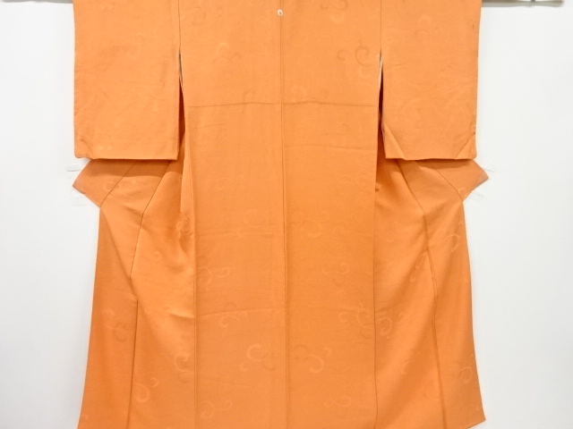 唐草に古典柄織り出し一つ紋色無地着物